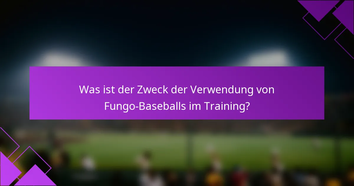 Was ist der Zweck der Verwendung von Fungo-Baseballs im Training?