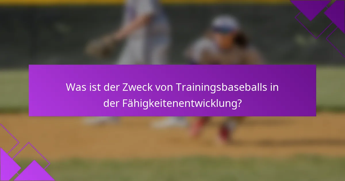 Was ist der Zweck von Trainingsbaseballs in der Fähigkeitenentwicklung?