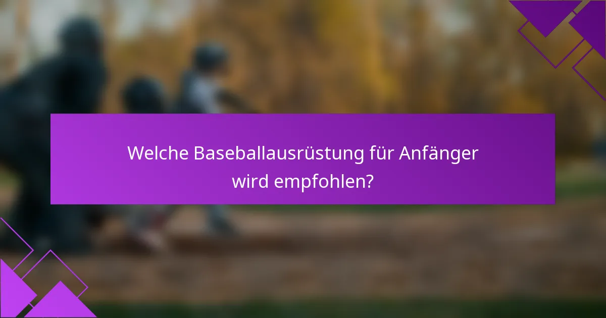 Welche Baseballausrüstung für Anfänger wird empfohlen?