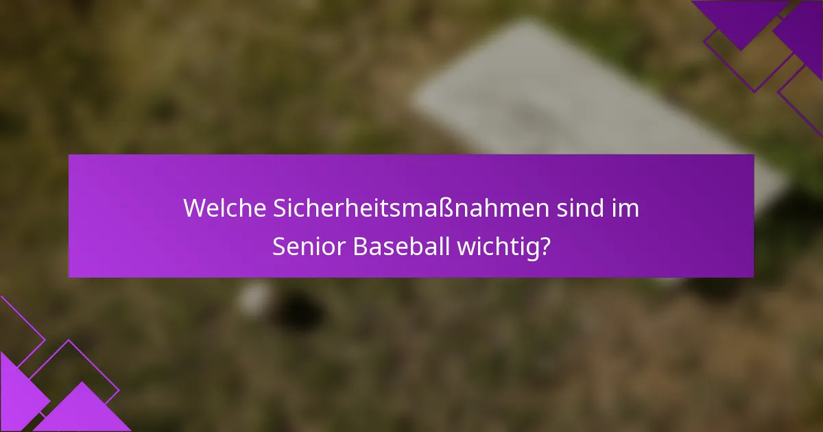 Welche Sicherheitsmaßnahmen sind im Senior Baseball wichtig?