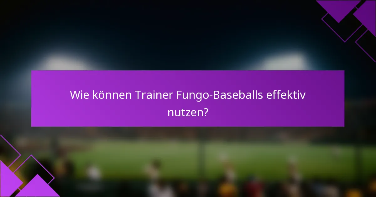Wie können Trainer Fungo-Baseballs effektiv nutzen?