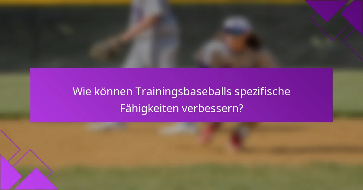 Wie können Trainingsbaseballs spezifische Fähigkeiten verbessern?