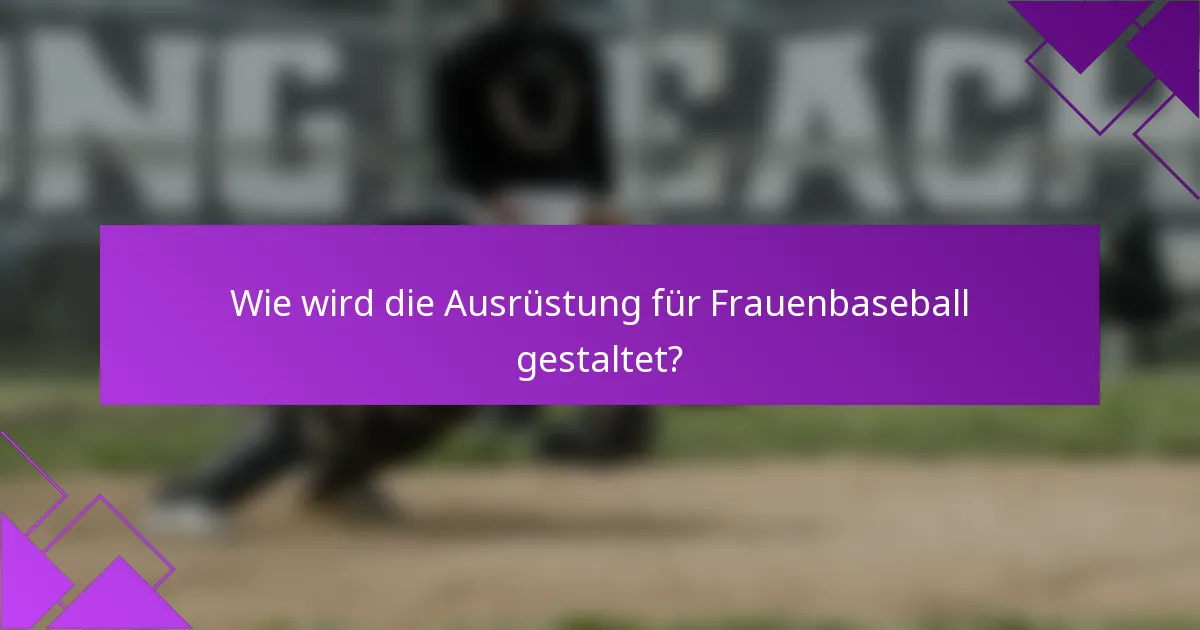 Wie wird die Ausrüstung für Frauenbaseball gestaltet?